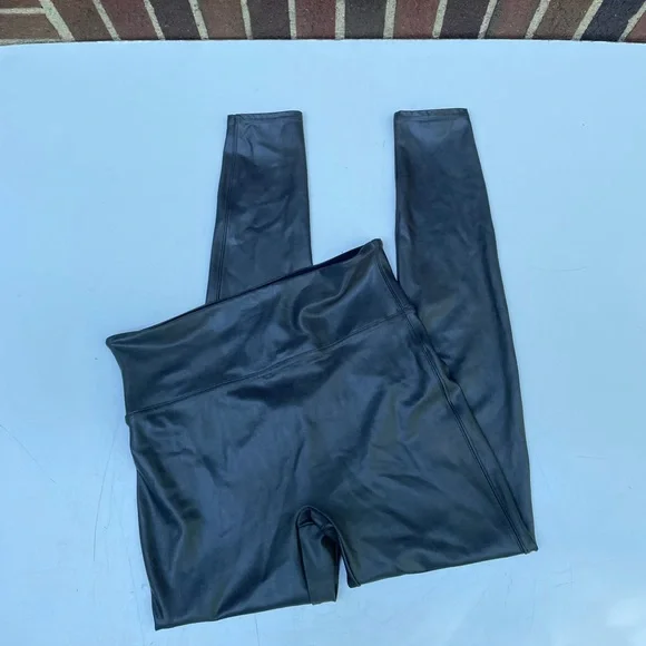 SPANX Gunmetal Shimmer Gray Leggings Size XL - Picture 2 of 6